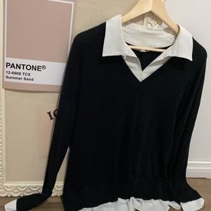 Fooler-Style Shirt Collar Sweater